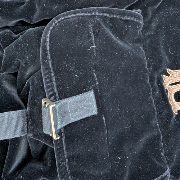 Ralph Lauren Black Velvet Back Pack with Monogram - Picture 11 of 12